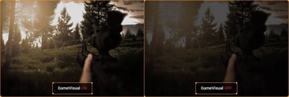 Monitor with FPS mode enhance the visibility even in dark scenes. Without FPS mode, dark scenes appear less detailed.