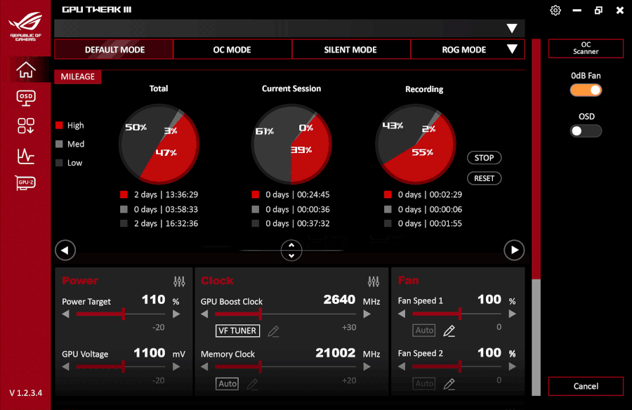 graphics card software mileage user interface