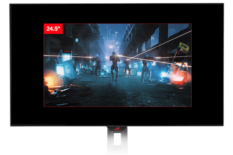 The aspect ratio can be set to show a 24.5-inch image.