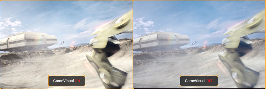 Monitor with racing mode reduces input lag for real time gamplay. Without racing mode, input lag increases.