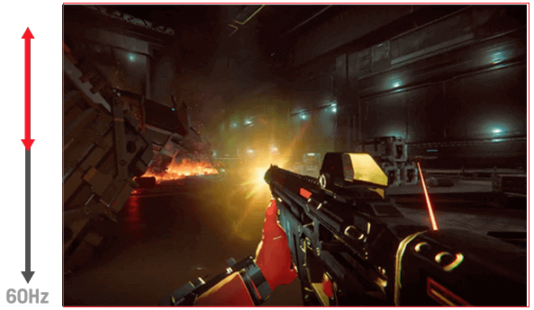 Video eines FPS-Spiels zeigt Bildschirmflackern, wenn die Waffe abgefeuert wird