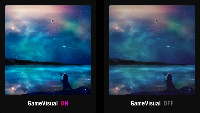 A comparison of scenery view on ROG Swift PG32UQXR, with and without GameVisual