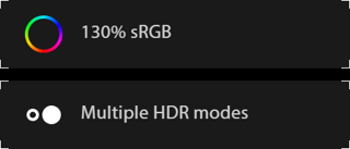 130% sRGB, Multiple HDR modes