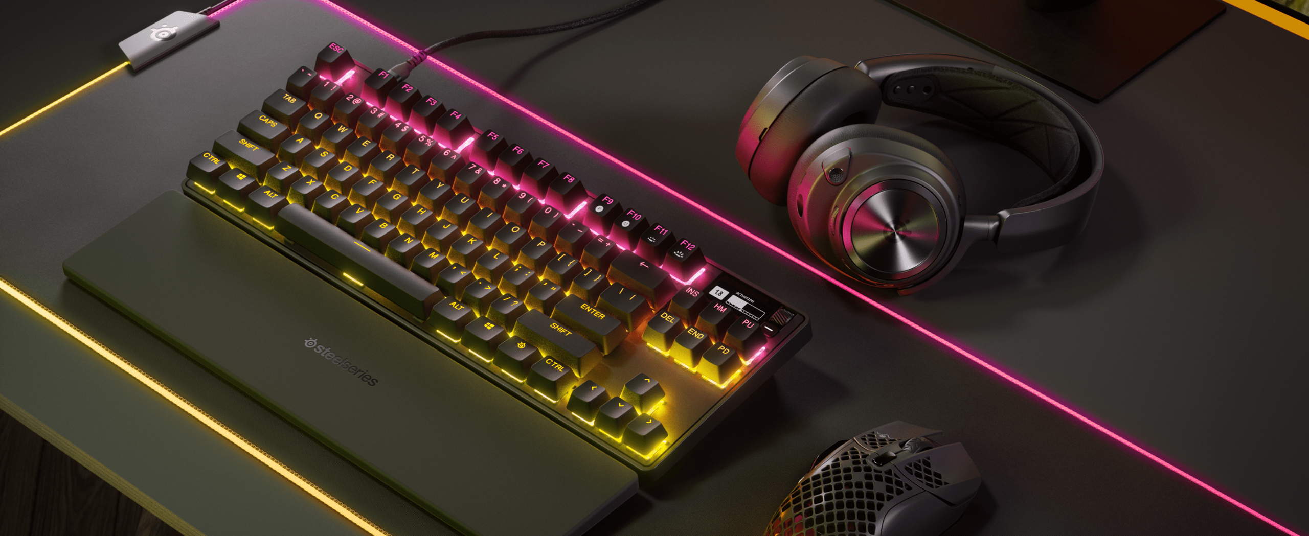  SteelSeries Apex Pro TKL HyperMagnetic Gaming Keyboard -  World's Fastest Keyboard - Adjustable Actuation - Esports Tenkeyless - OLED  Screen - RGB - PBT Keycaps - USB-C : Electronics