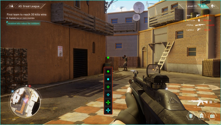 A crosshair overlay in the middle of the screen