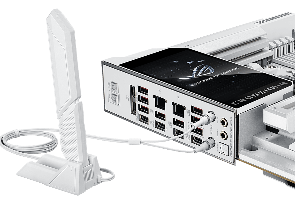 ROG Crosshair X870E Glacial mit ASUS WiFi Q-Antenna