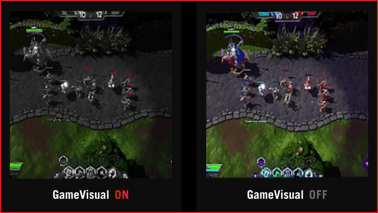 comparison image with MOBA mode on and off