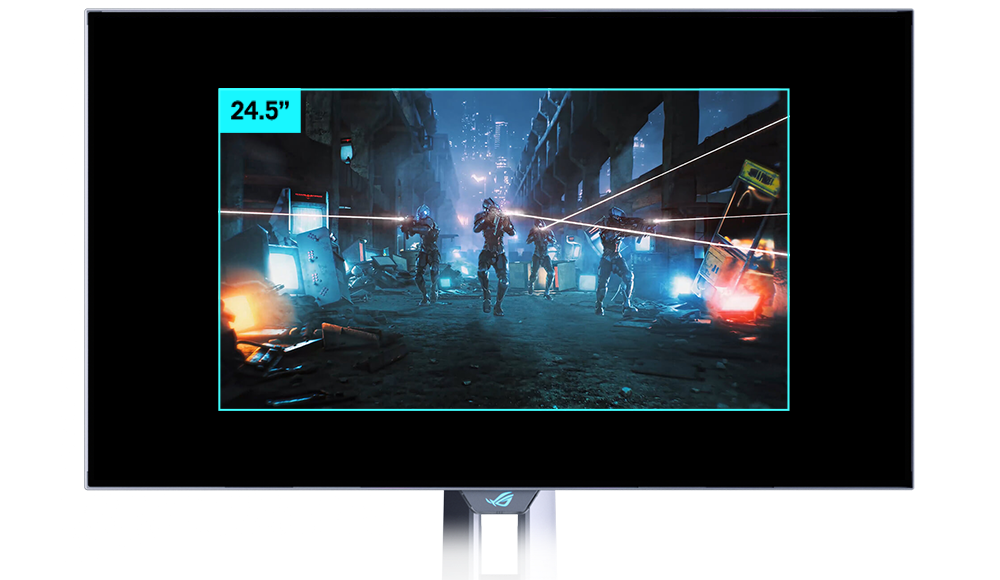 The aspect ratio can be set to show a 24.5-inch image.