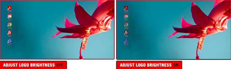The screenshot of the desktop with five apps. / The screenshot of the desktop with  the five app icons dimmed.