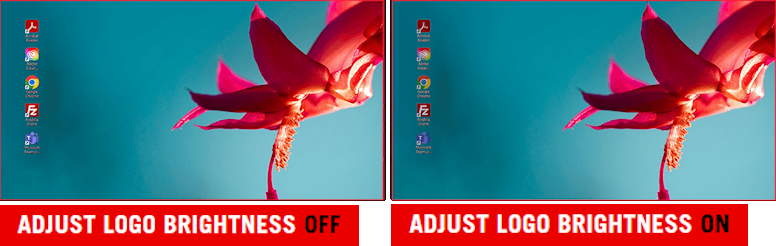 The screenshot of the desktop with five apps. / The screenshot of the desktop with the five app icons dimmed.