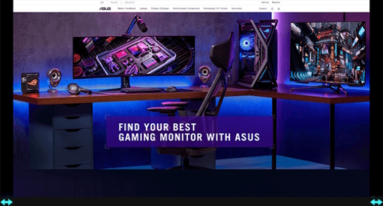 Screenshot of a web browser with black bars on the left and right of the screen to show the effect of the OLED Care+’s Screen Move feature.
