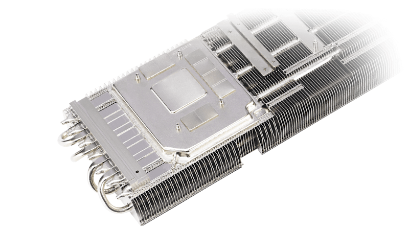 Top-down view of the graphics card's vapor chamber