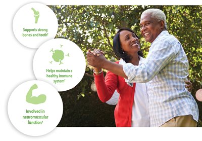 Hỗ trợ xương và răng chắc khỏe. Giúp duy trì hệ miễn dịch khỏe mạnh. Tham gia vào chức năng thần kinh cơ.