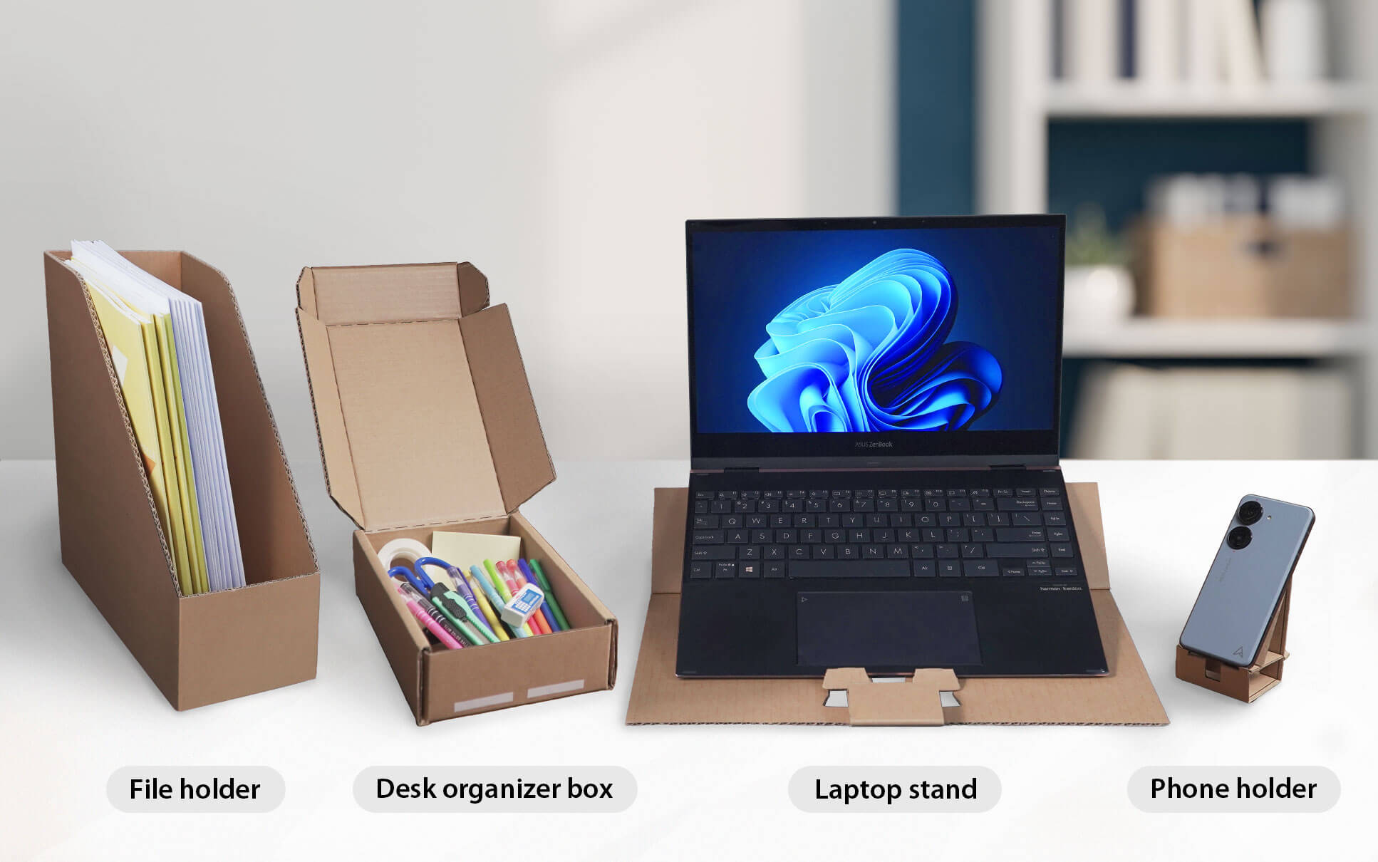File holder Desk organizer box Laptop stand Phone holder