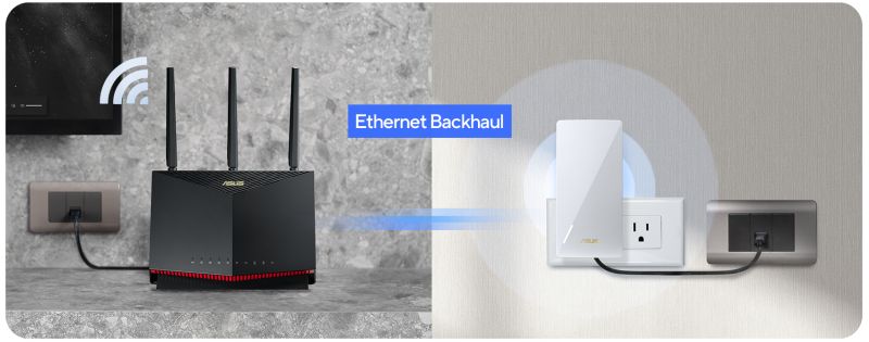 RP-AX58 using an Ethernet cable to connect to a local network.