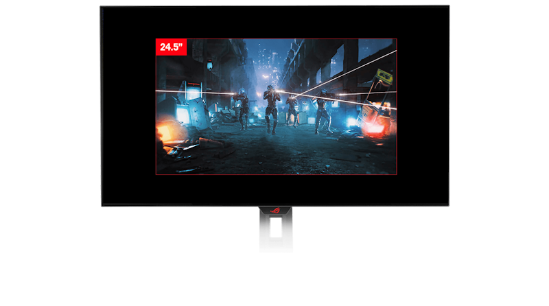 The aspect ratio can be set to show a 24.5-inch image.