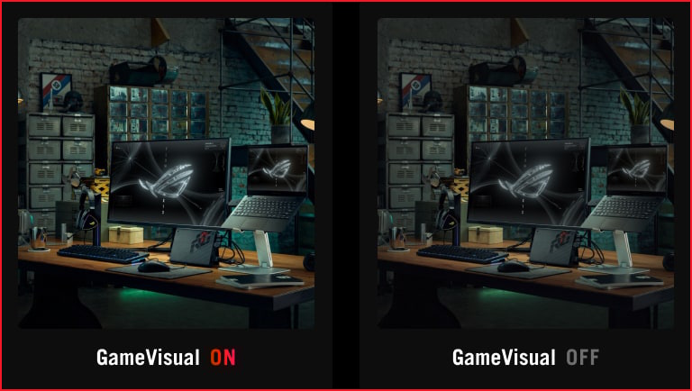 comparison image with sRGB mode on and off