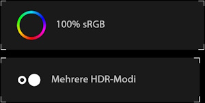 100% sRGB, Mehrere HDR-Modi