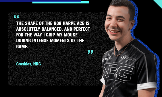 The shape of the ROG Harpe Ace is absolutely balanced, and perfect for the way I grip my mouse during intense moments of the game.