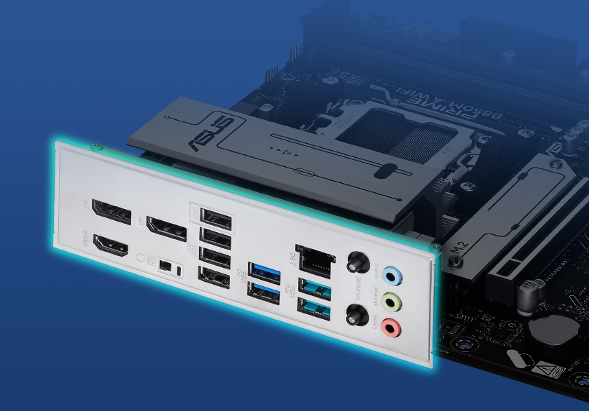 Grafik des vormontierten PRIME B850M-A WIFI I/O Shields.