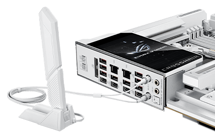 ROG Crosshair X870E Glacial mit ASUS WiFi Q-Antenna