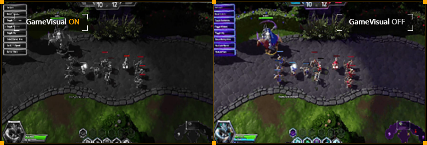 Screenshot with GameVisual MOBA mode ON/OFF